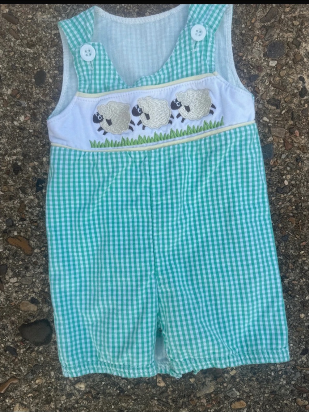 Honey Bean Gingham Romper Baby 6-9M